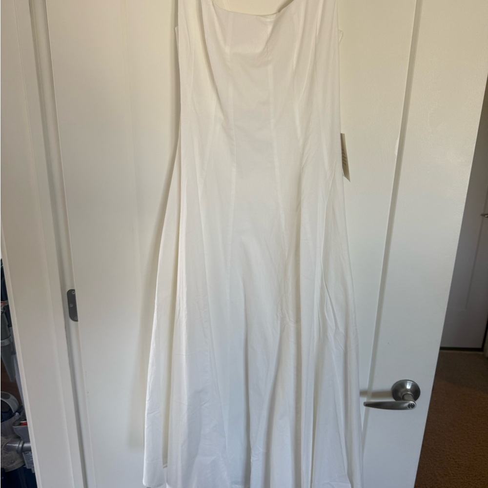 Bohme Elegant White Short Sleeve Midi Dress